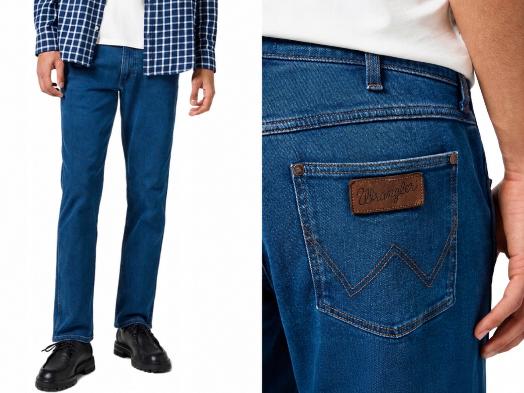 Wrangler Greensboro modré pánské jednoduché džínové kalhoty Blue w36 l34