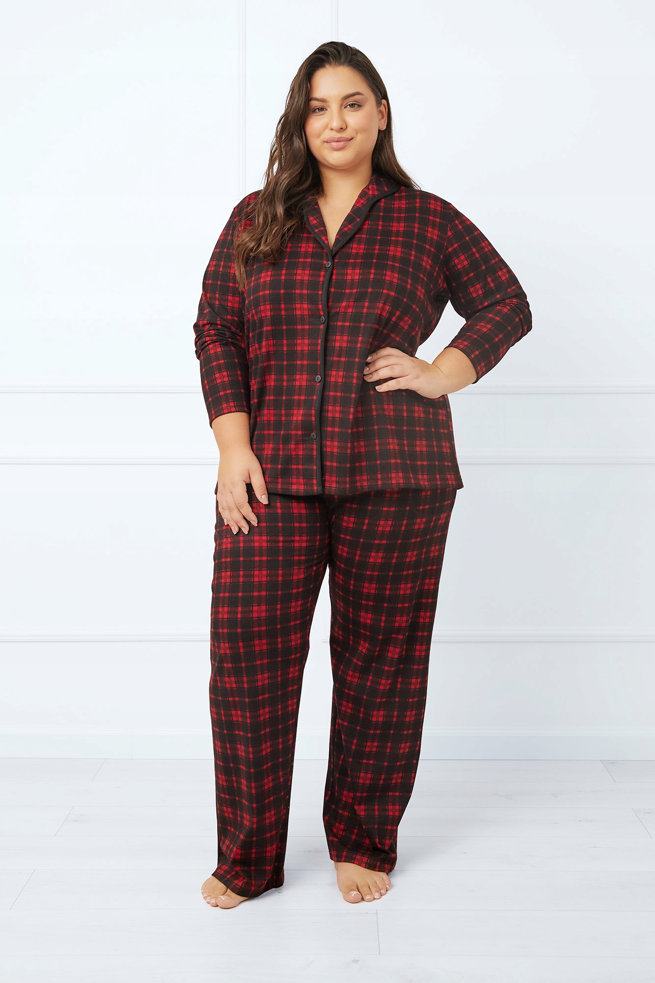 Dámské bavlněné pyžamo s dlouhým rukávem, dlouhé kalhoty, velikost XL Italian Fashion