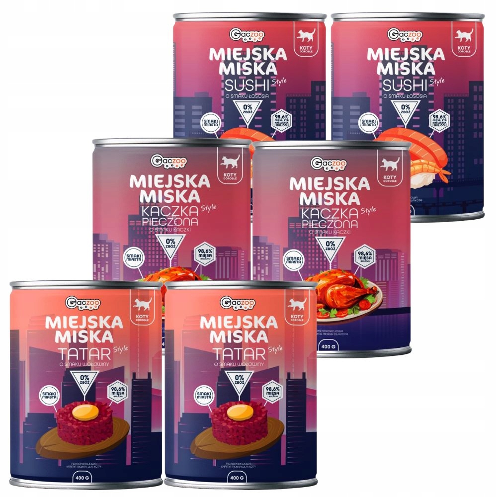 Levně Testovací sada mokrého bezobilného krmiva pro kočky 6x400 g MIX Chutí Gaczoo
