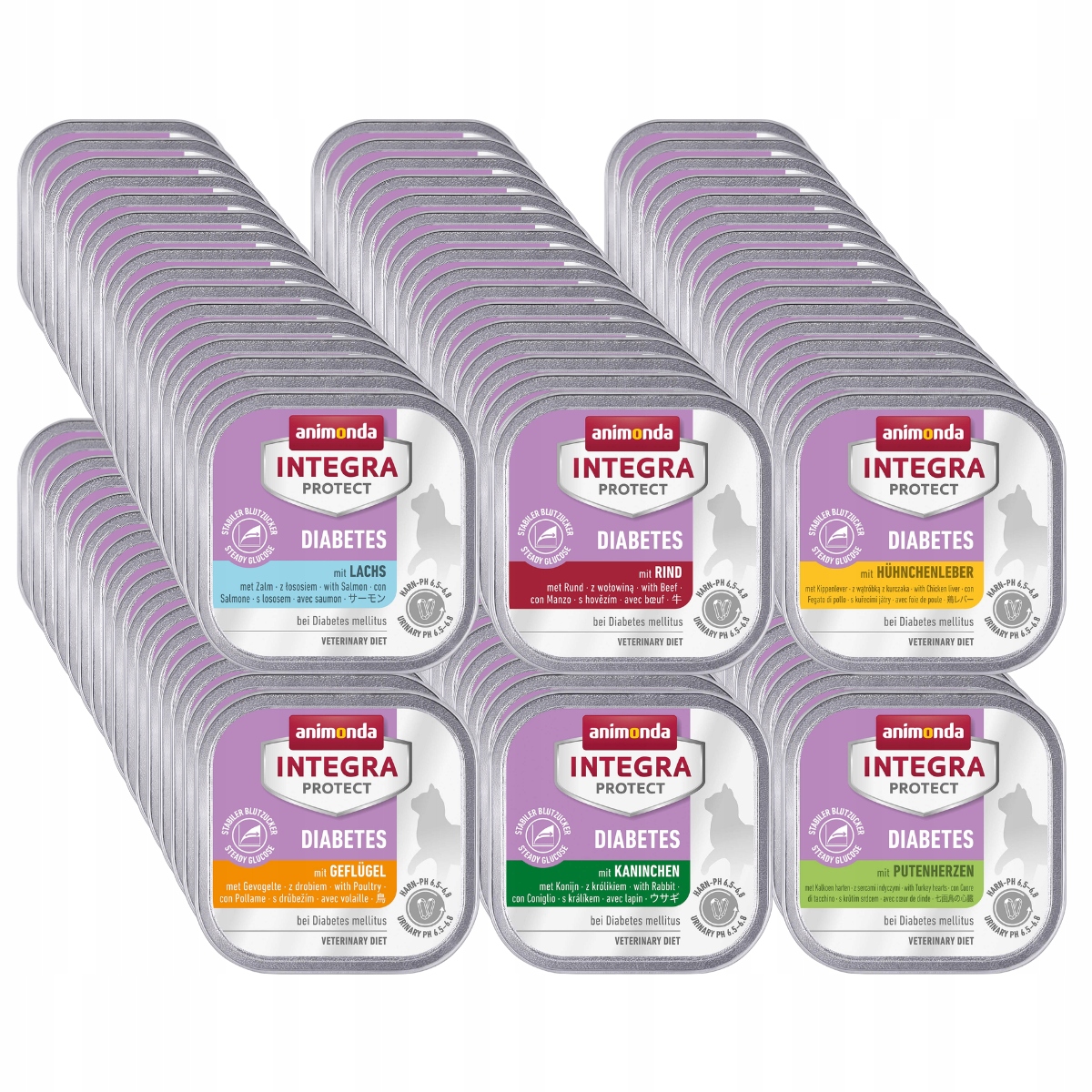 Animonda Integra Diabetes tácek Set 96x100g – MIX 6 příchutí (Cukrovka)