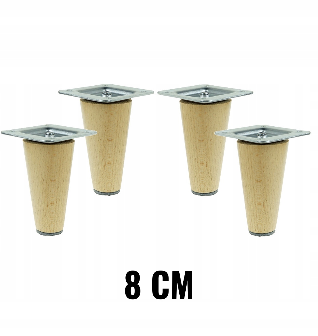

4x Noga nóżka bukowa lakier prosta zestaw 8 cm