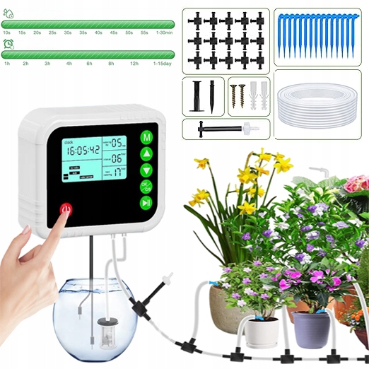Automatické Zavlažování Pro 15 Květináčů S Časovačem, Zavlažovací Sada 15 M Hadice
