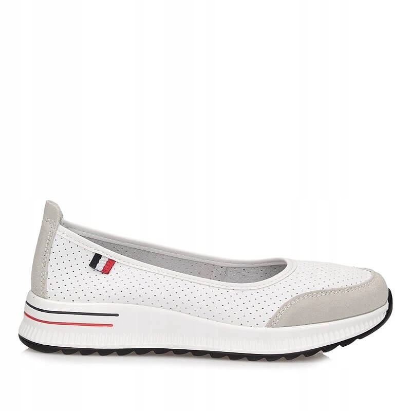 Dámské polobotky Filippo DP6134/26 Wh Gr, kožené, děrované baleríny