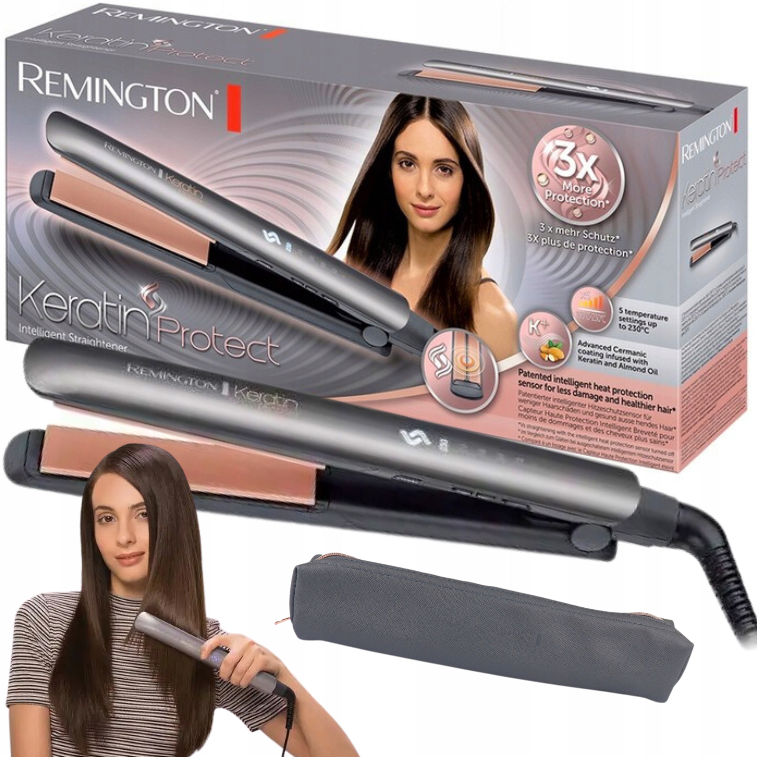 Prostownica Do Włosów S8598 Pro Keratin Protect Keratynowa Mocna Ceramiczna