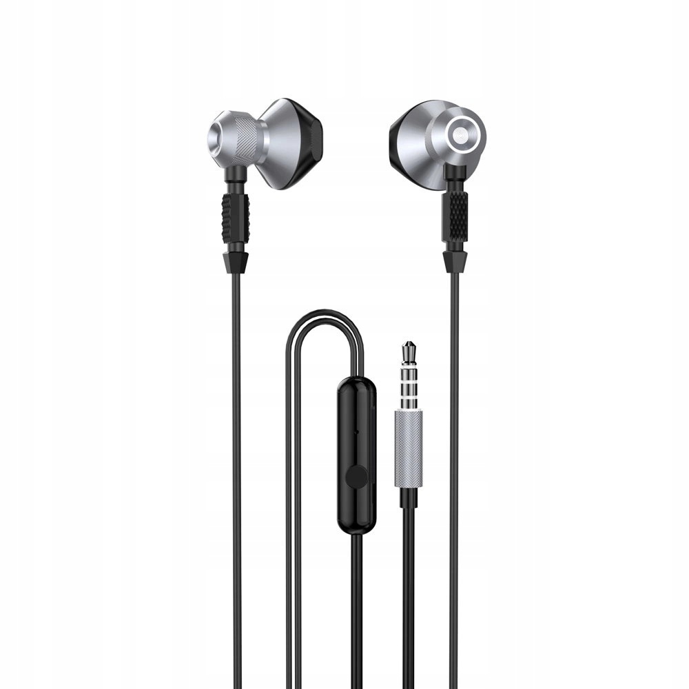 Dudao Metalowe Przewodowe Słuchawki Douszne 3,5 MM Mini Jack Szary