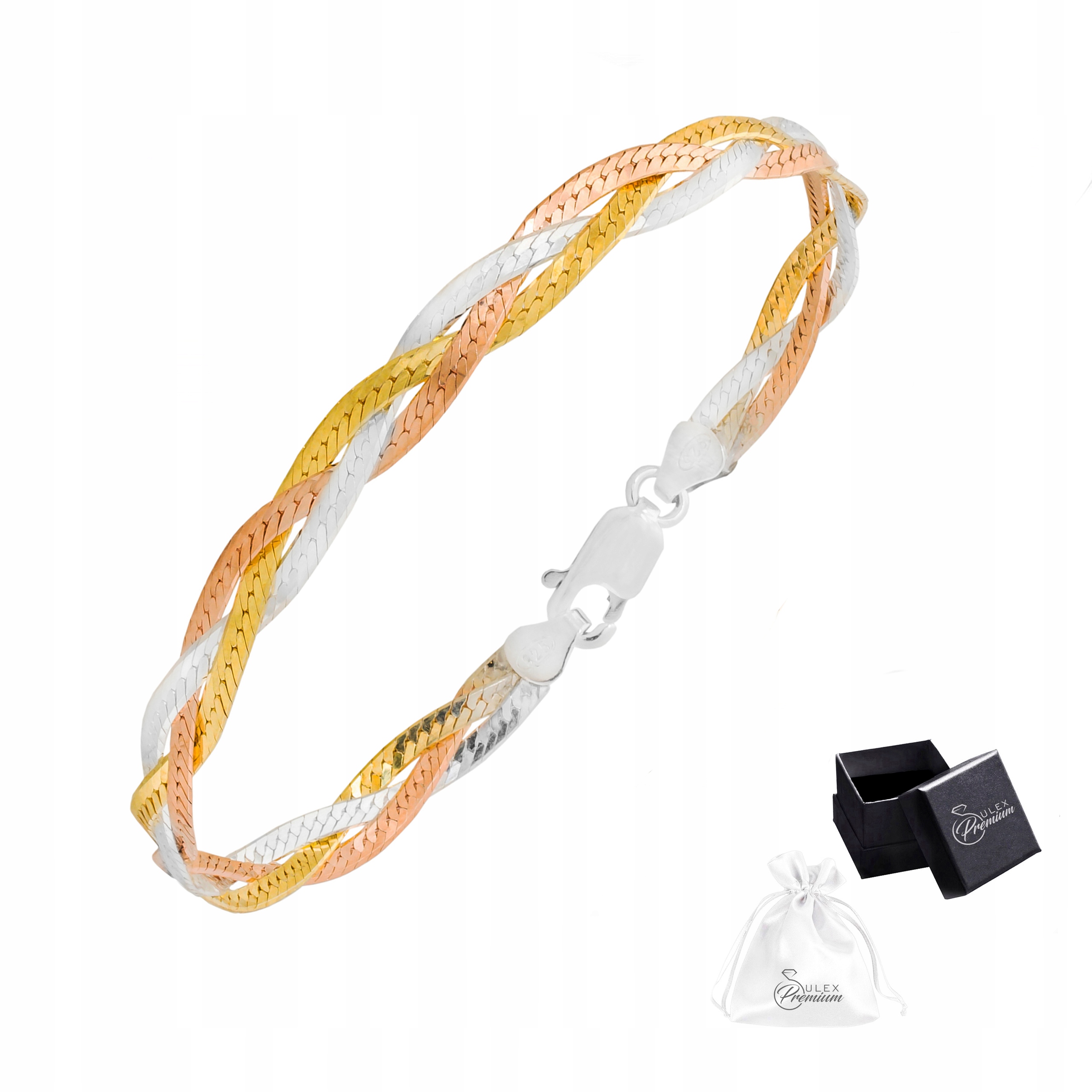 Náramek Stříbro 925 Elegantní tříbarevný náramek pro ni