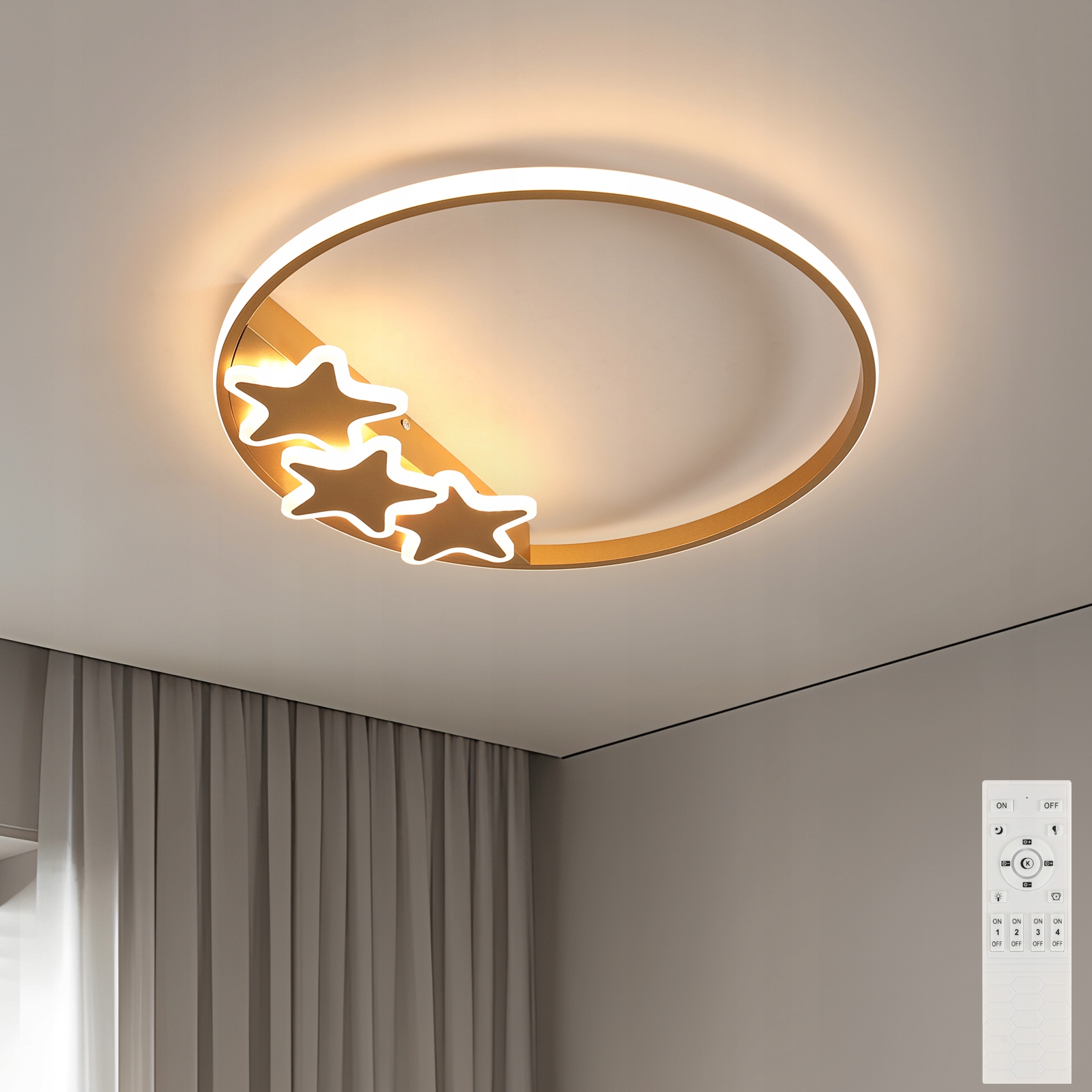 Stropní Led Svítidlo Zlaté Plafon lustr Do Ložnice S Dálkovým Ovládáním Moderní 37W