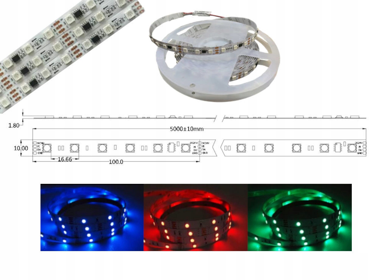 HQSM-WS2811-14.4W-RGB: HQSM-WS2811-14.4W-RGB: Magic Led Strip Digital, 14,4