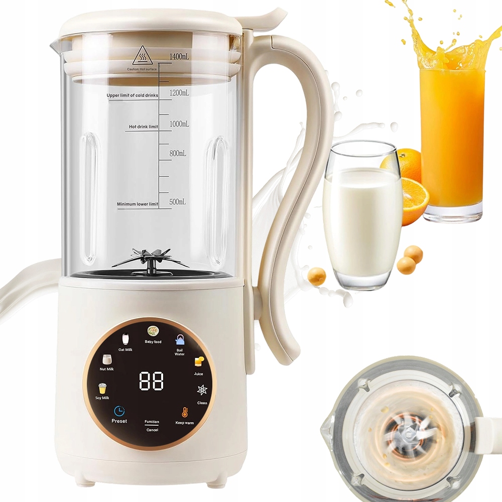 Kávovar Na Sójové Mléko 8V1 1400 ML Časovač 12 Hodin Automatický 12 Čepelí
