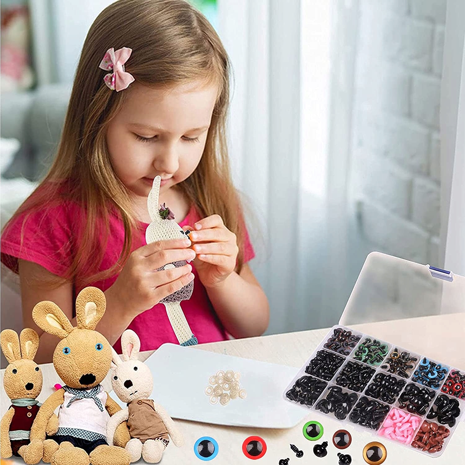 OCZY DO MASKOTEK BEZPIECZNE OCZKA NOSKI NOSY KOLOROWE NA SZYDEŁKU 560szt Kod producenta 66229D-likun