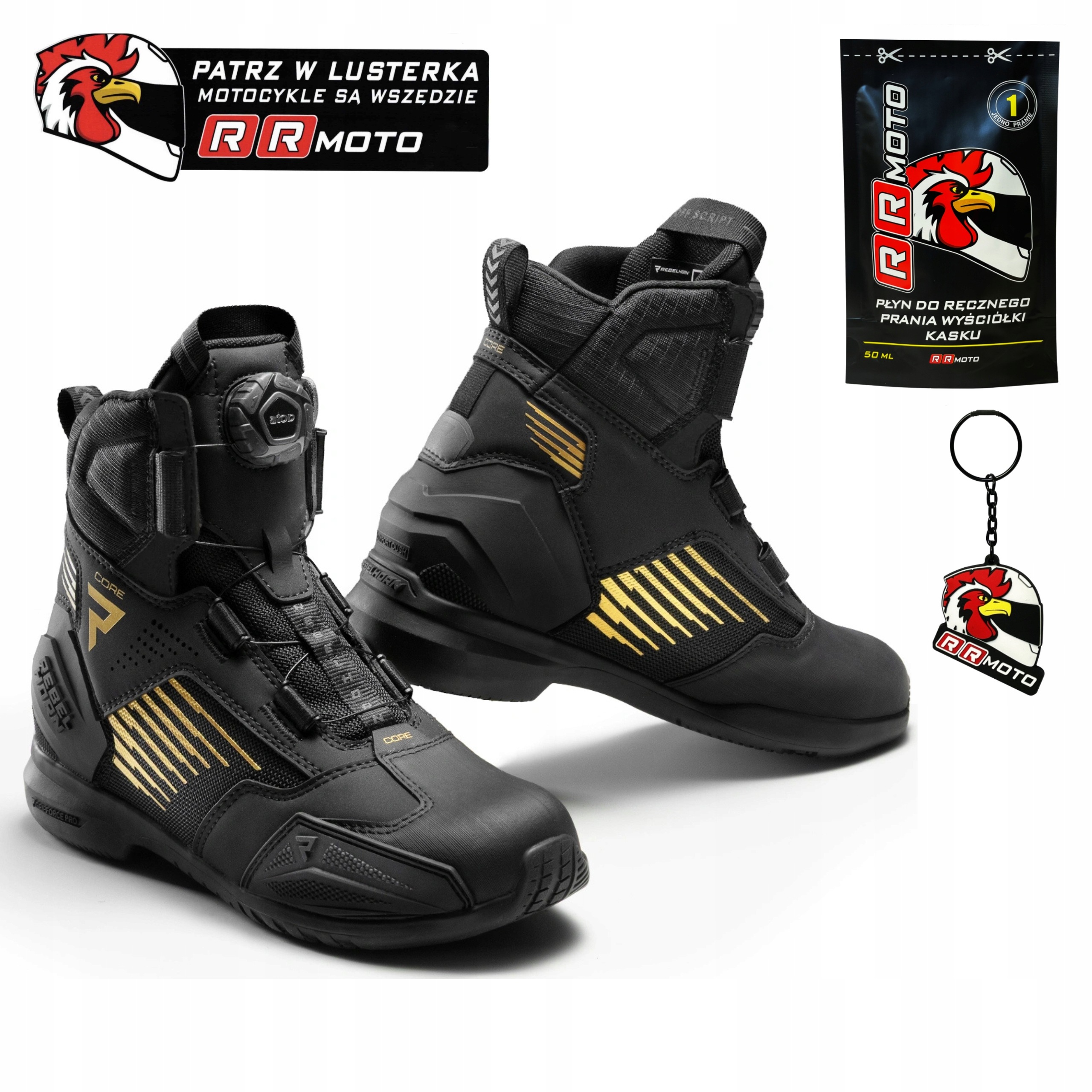 Krátke motocyklové topánky Rebelhorn Core Black/gold čierne zlaté Darčeky