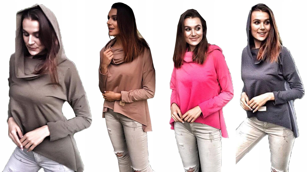 

Asymetryczna Tunika Bluza Sukienka Komin Kaptur M