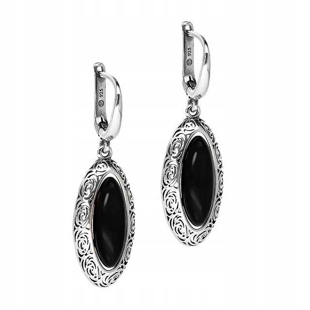 Stříbrné náušnice Ag 925 s černými kameny SG-153-KA-B