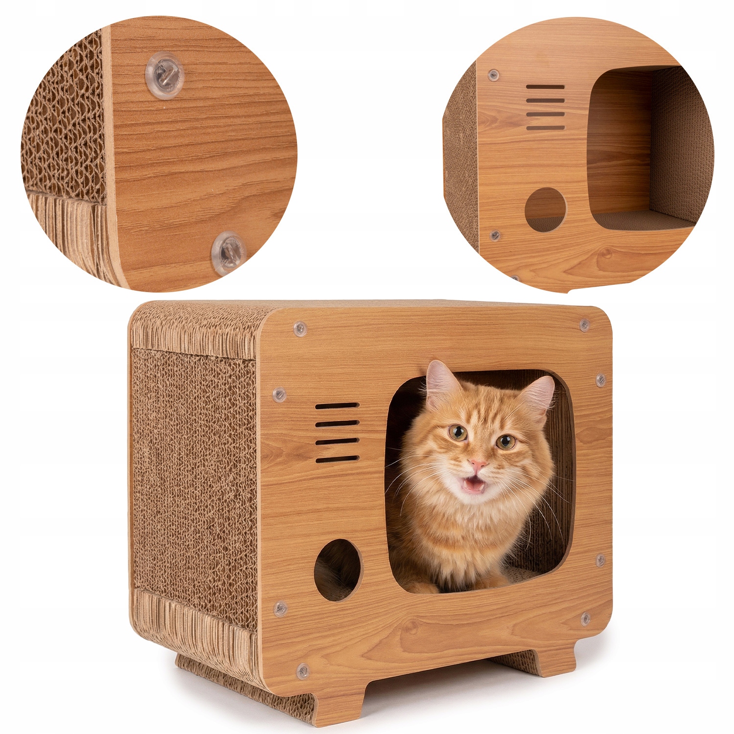 Levně Škrabadlo Pro Kočky Kartonový domeček Pelíšek Petsonova televize DK-014