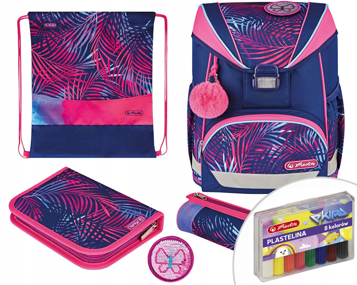 Tornister Herlitz Ultralight Plus Tropical Chill Pierwsza Klasa Zestaw