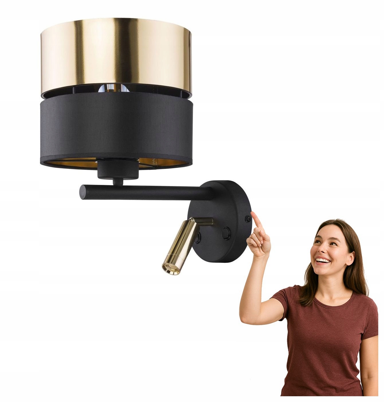Nástenné svietidlo na čítanie Hilton Black/Gold 2579 Tk Lighting
