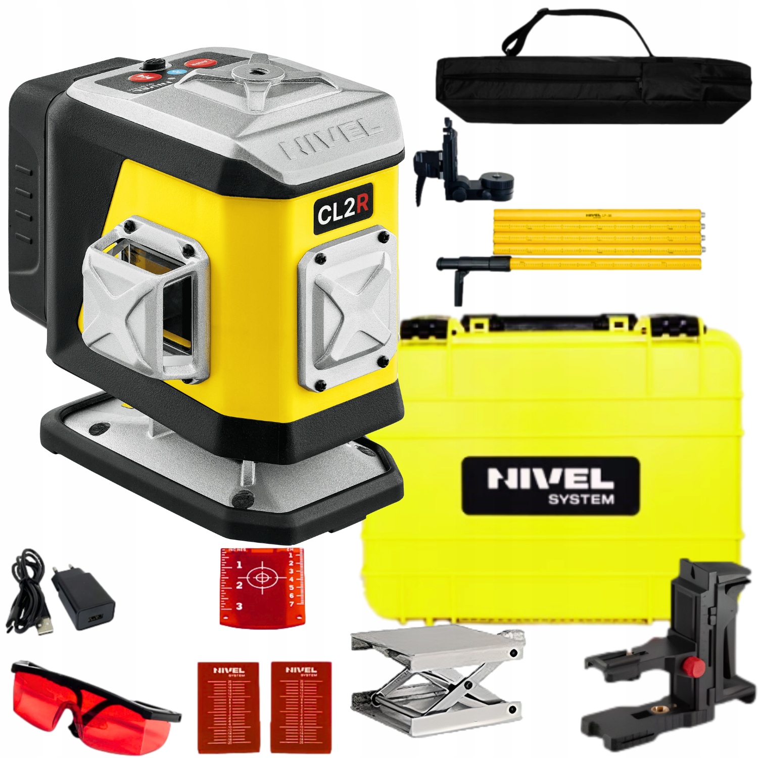 Laser krzyżowy Nivel cl2r laser czerwony poziomica laserowa tyczka