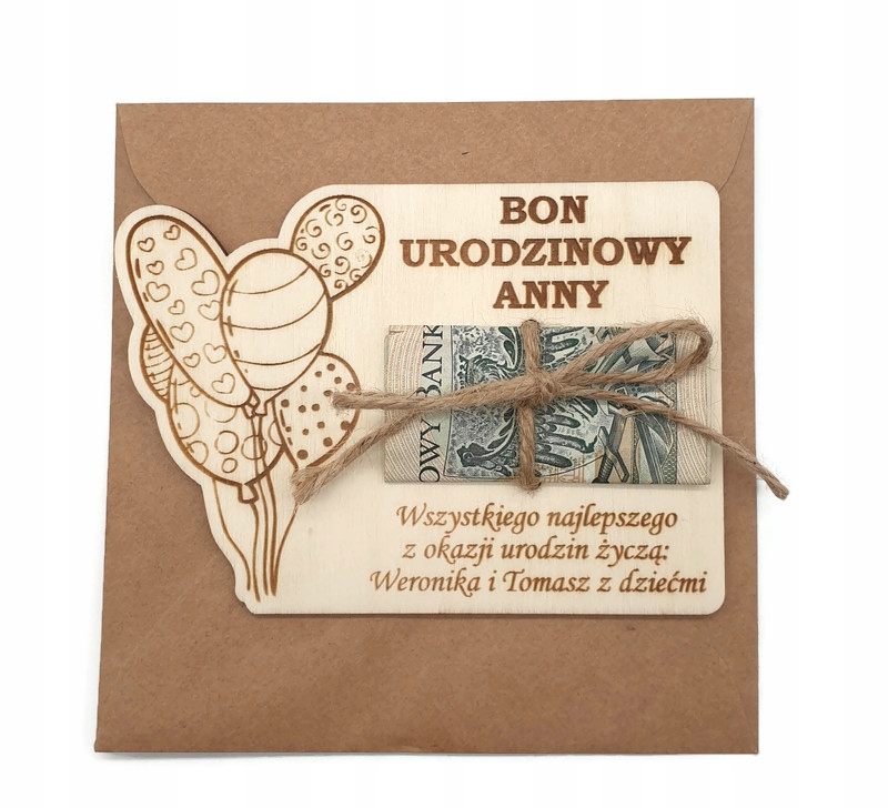 

Bon podarunkowy Voucher kartka na Urodziny