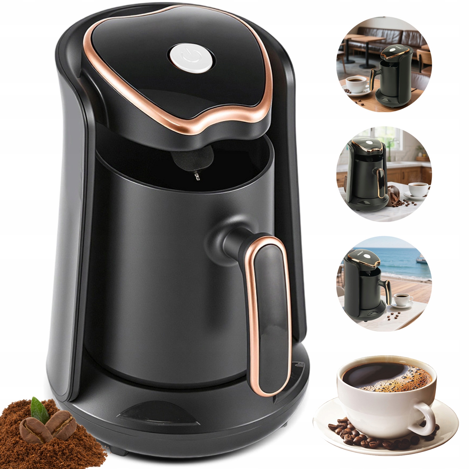 Kawiarka Elektryczna Zaparzacz Ekspres Do Kawy Po Turecku 300ML 600W Czarna