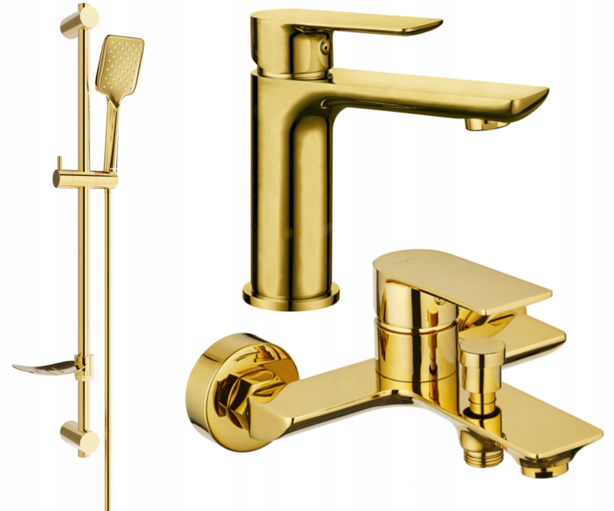 Luxusní Zlatá Vanová Sada Mexen Alfa DF62 s Mosaznou Baterií