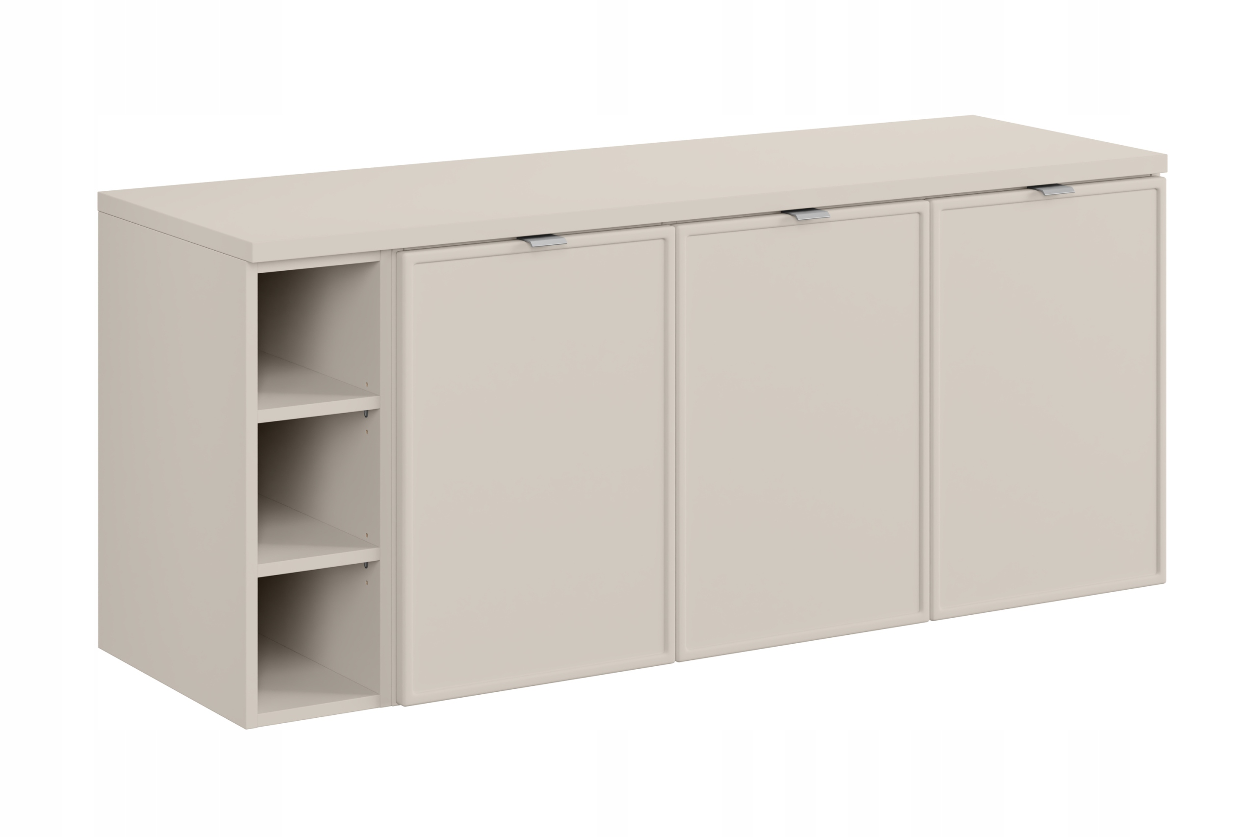 Nástěnná koupelnová skříňka kašmírová s koupelnovou deskou 140 Cm, výběr úchytek