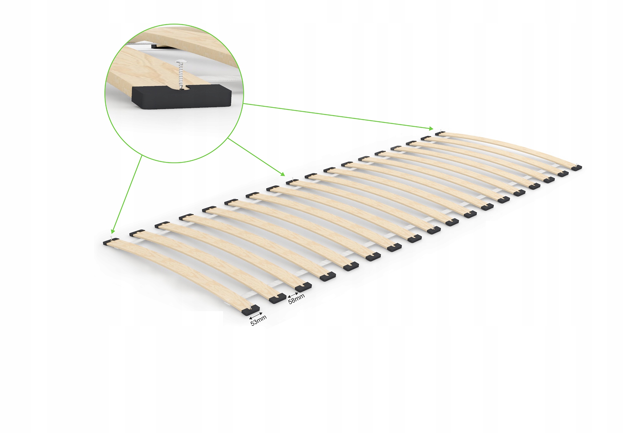 Stelaż do łóżka pod materac 80x180, sprężynujący Rozmiar (cm) 80x180