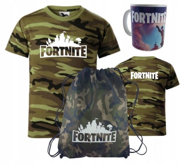 

Fortnite Koszulka Moro Rozmiar 158 + Kubek + Worek