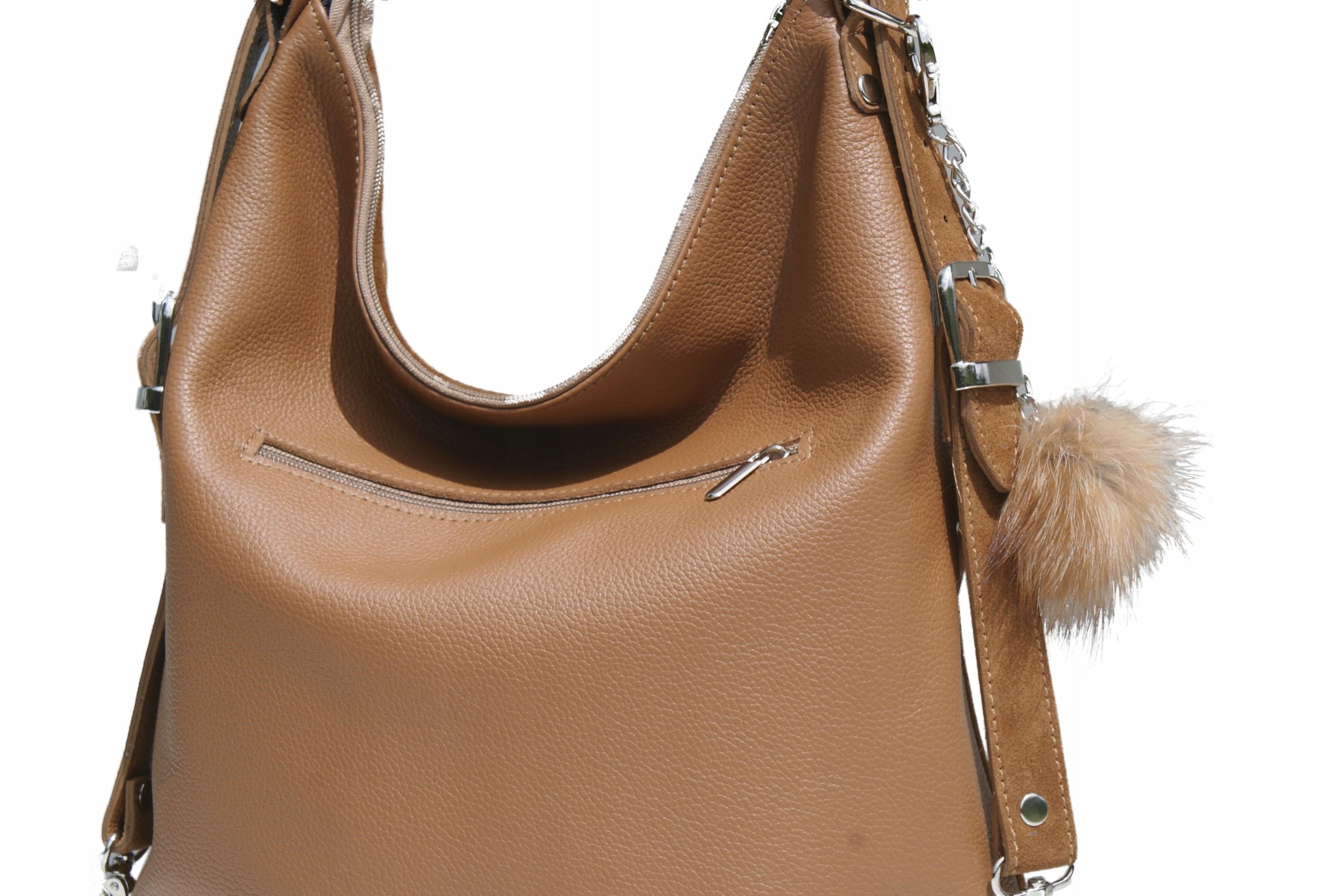 TOREBKA DAMSKA SKÓRZANA ZAMSZ PLECAK 2W1 A4 RUDY Zapięcie zamek