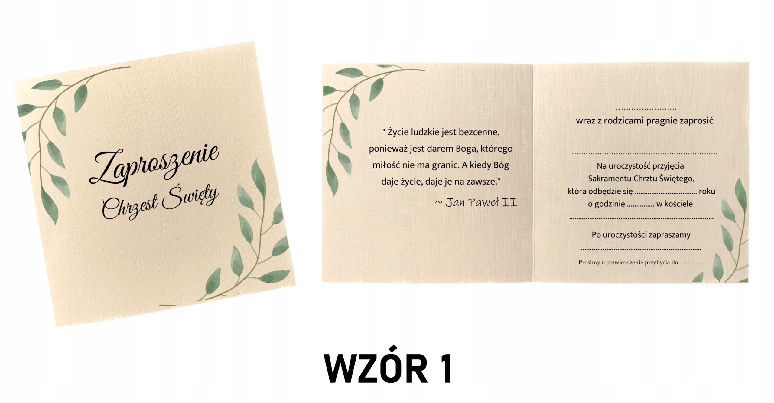 ZAPROSZENIE NA CHRZEST ŚWIĘTY WYKROPKOWANE EKSPRES Kolor dominujący beżowy