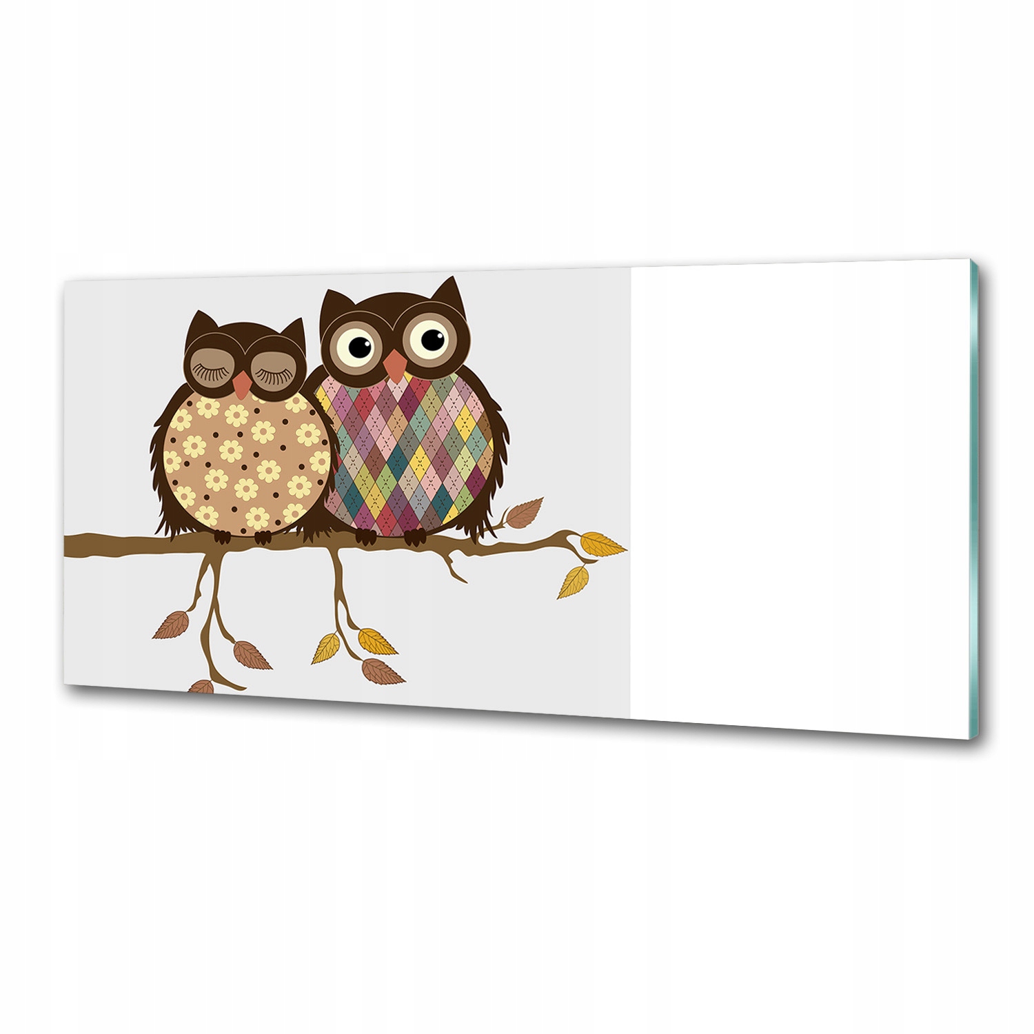 Panel lacobel Dve sovy na vetve 125 x 50 cm Lepidlo