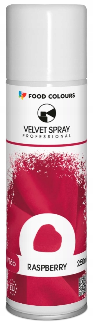 Zamsz w Sprayu Velvet 250ml Malinowy Raspberry Barwnik Spożywczy do Tortów