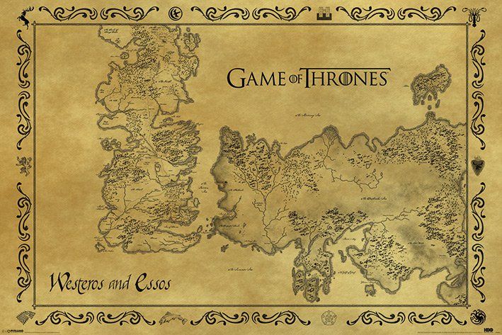 

Gra o Tron mapa Westeros i Essos plakat 91,5x61