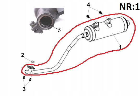 EXHAUST PIPE KPL. Sym Track Runner 180CC OEM!