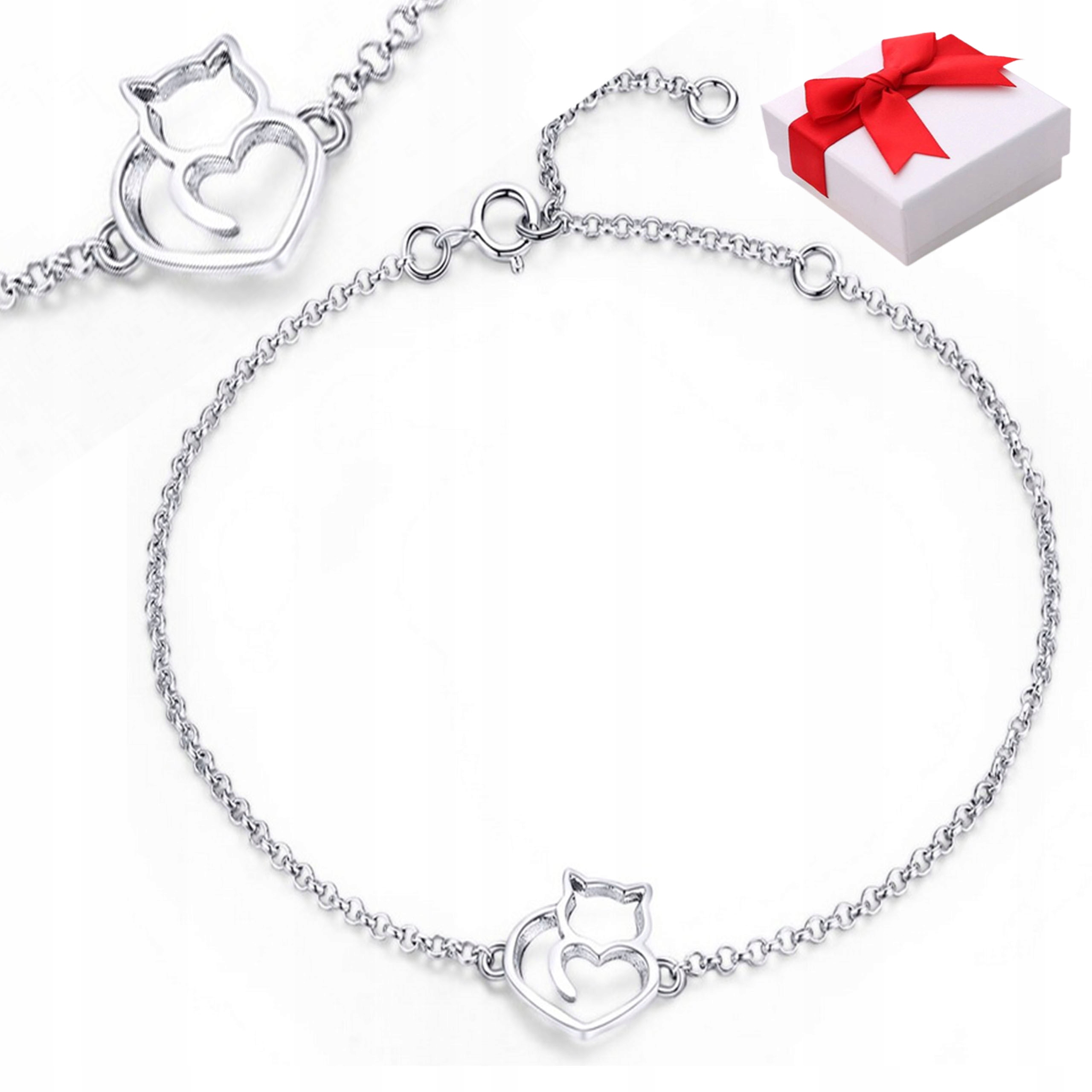 Stříbrný náramek kočka kotě Celebrita ryzost Stříbro s925 krabička bonus