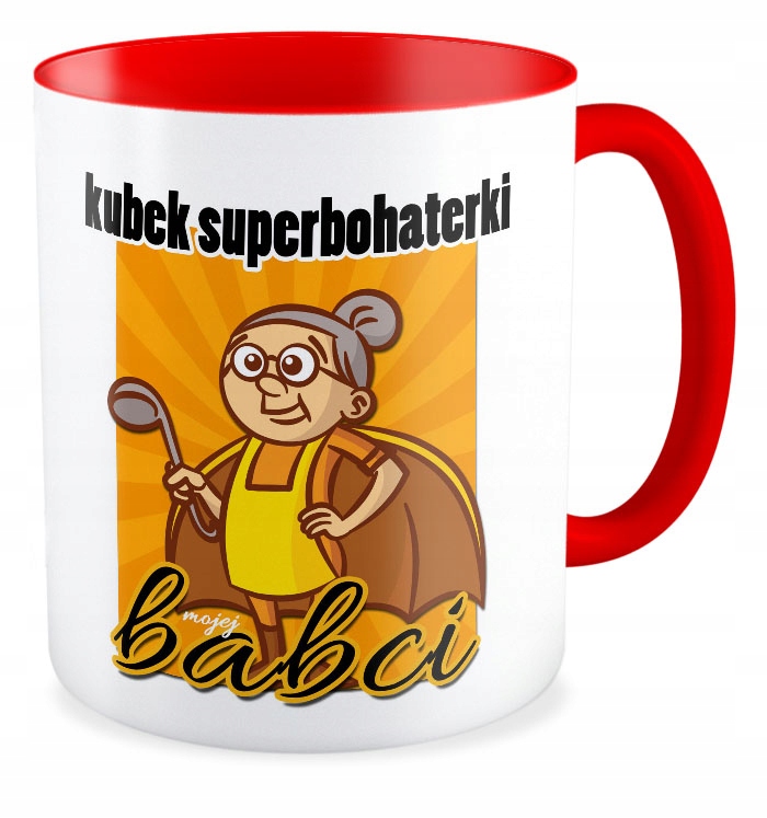 

Kubek czerwony prezent Dzień Babci lub Dla Dziadka