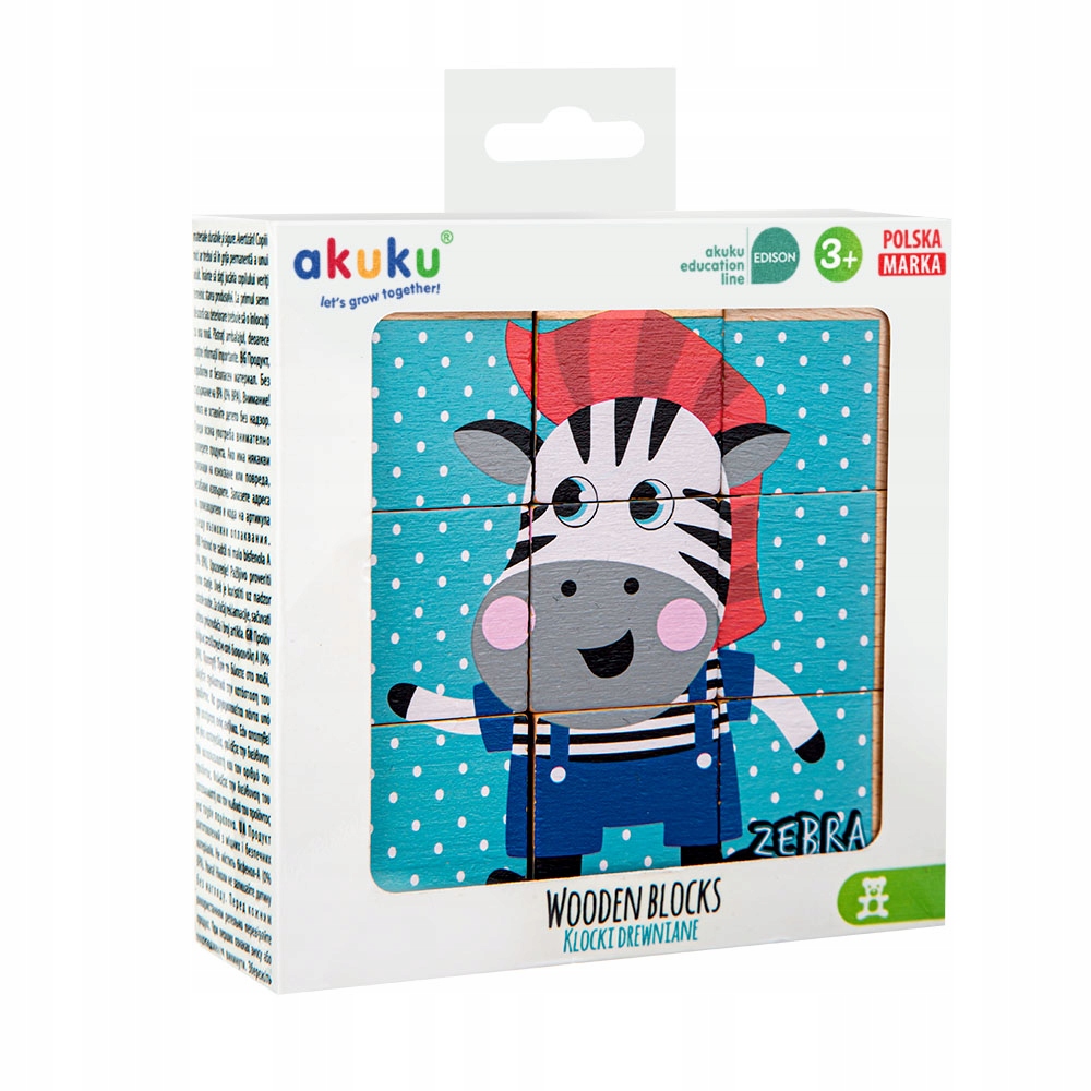 Edukacyjne klocki drewniane Akuku 9 elementów