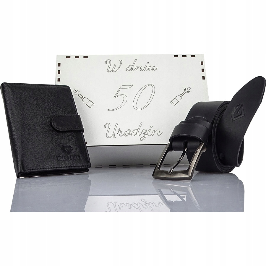 Kožená peněženka Pásek Černá Sada Dárek k 50