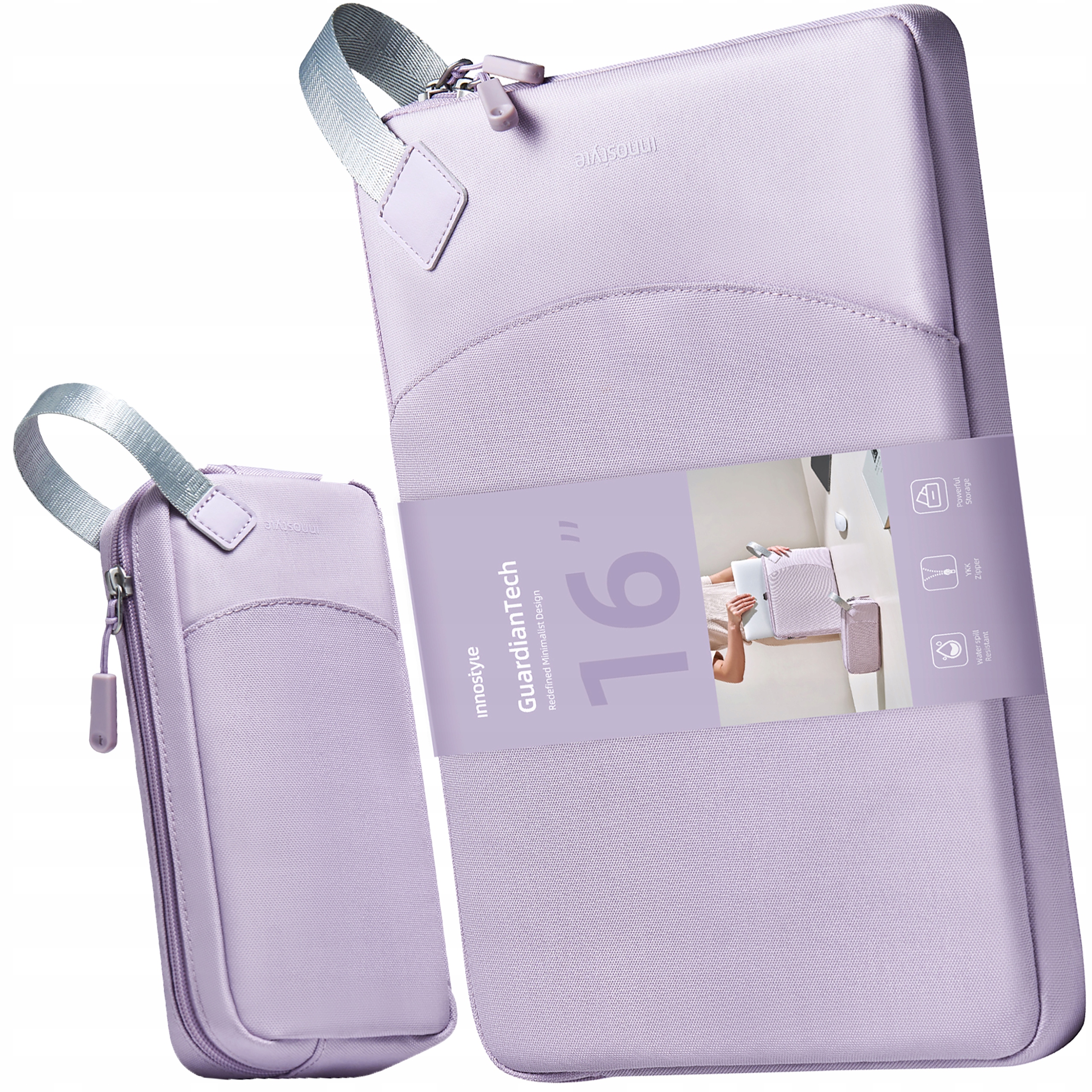 Torba na laptopa 16" Wodoodporna z etui na gadżety Fioletowa Innostyle
