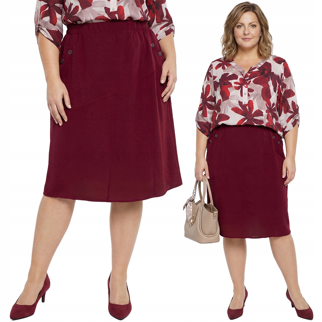 Bordó sukně s knoflíky plus size velikost 60/62