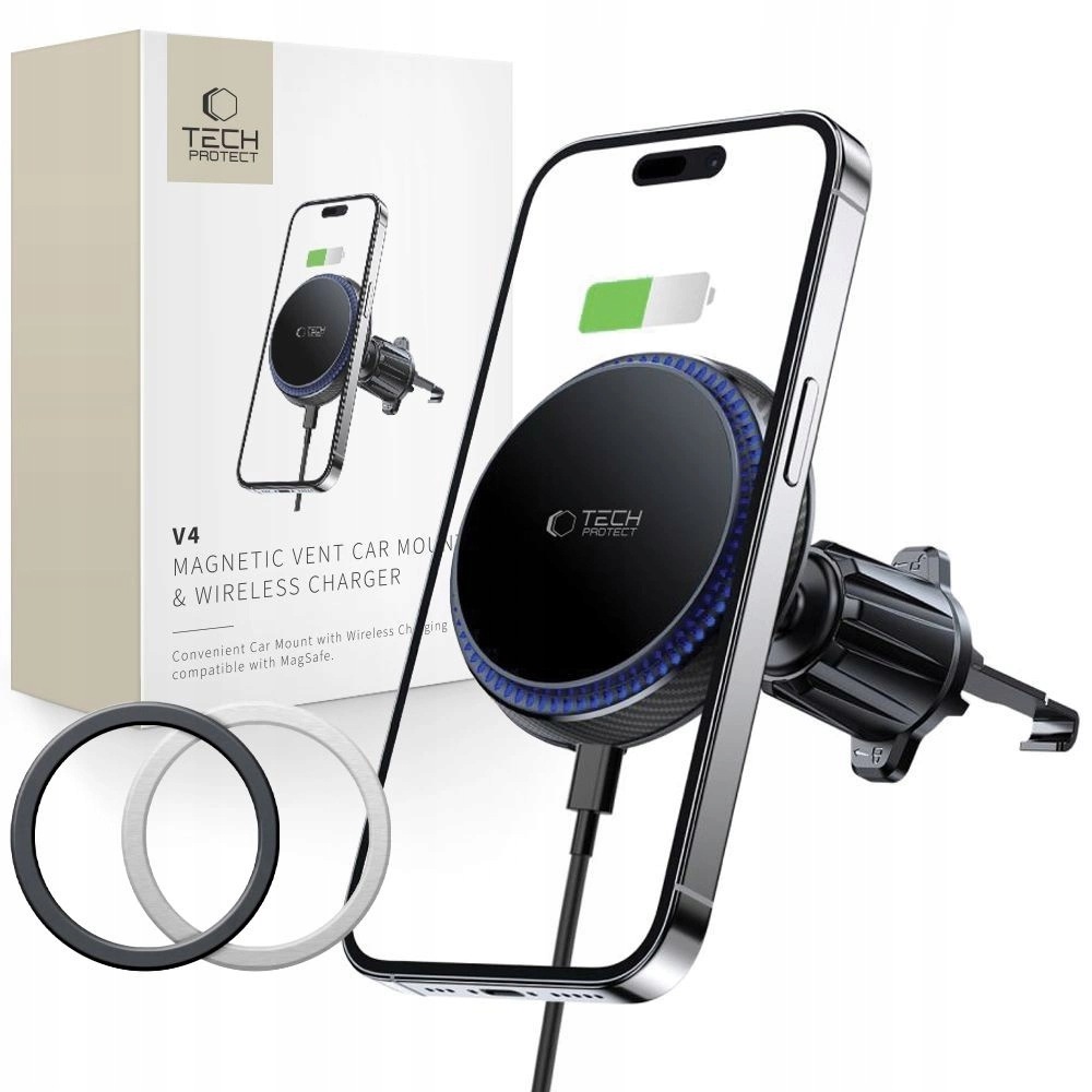Držák Tech-Protect MM15W-V4 pro automobilový indukční telefon MagSafe, černý