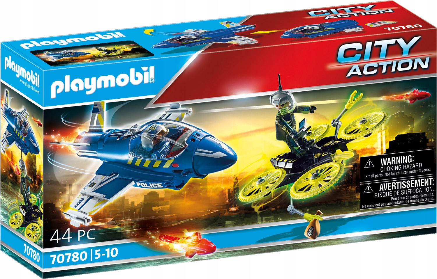 PLAYMOBIL 70780 Policyjny odrzutowiec Pościg drona
