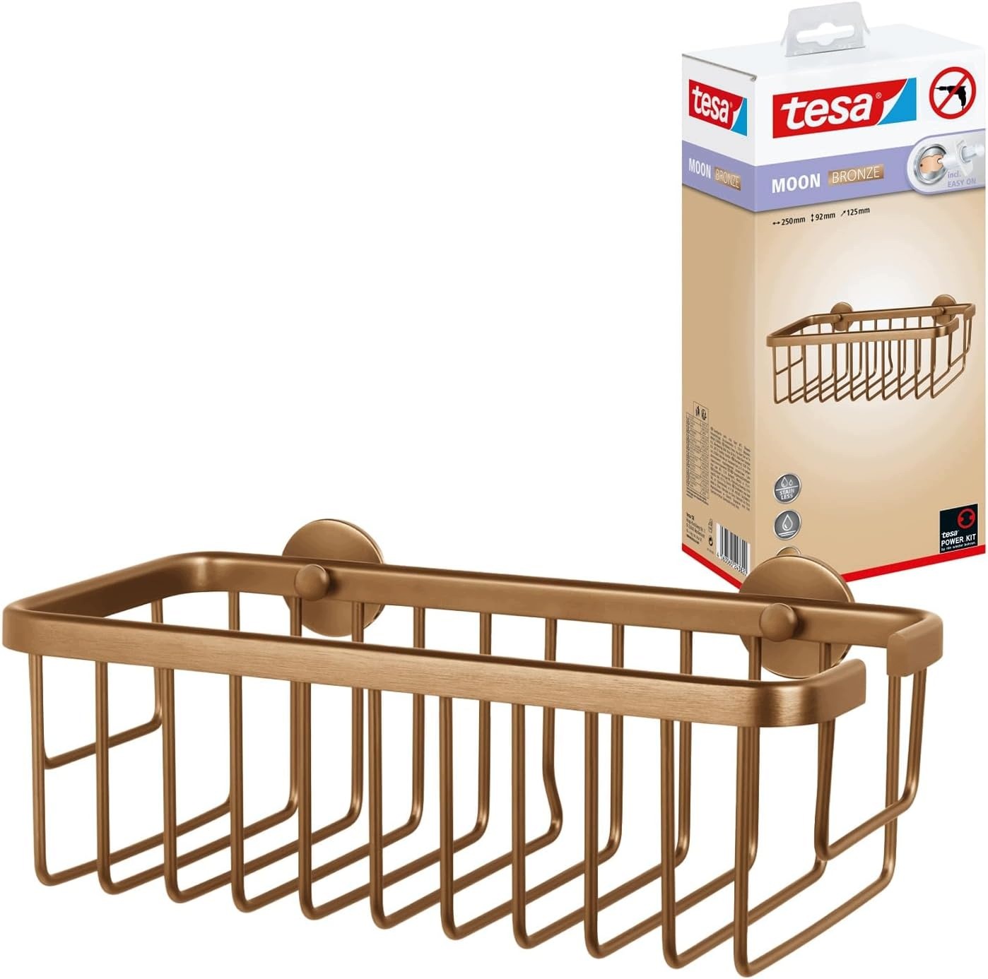 Tesa Moon Samolepiaca Sprchová Polička Hnedá 250X125 MM Bez Vŕtania