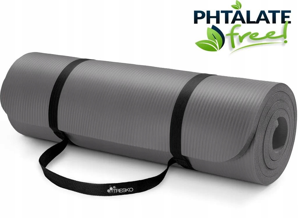 Tresko mata do jogi fitness gimnastyczna pilates 185x60x1.5cm Szary