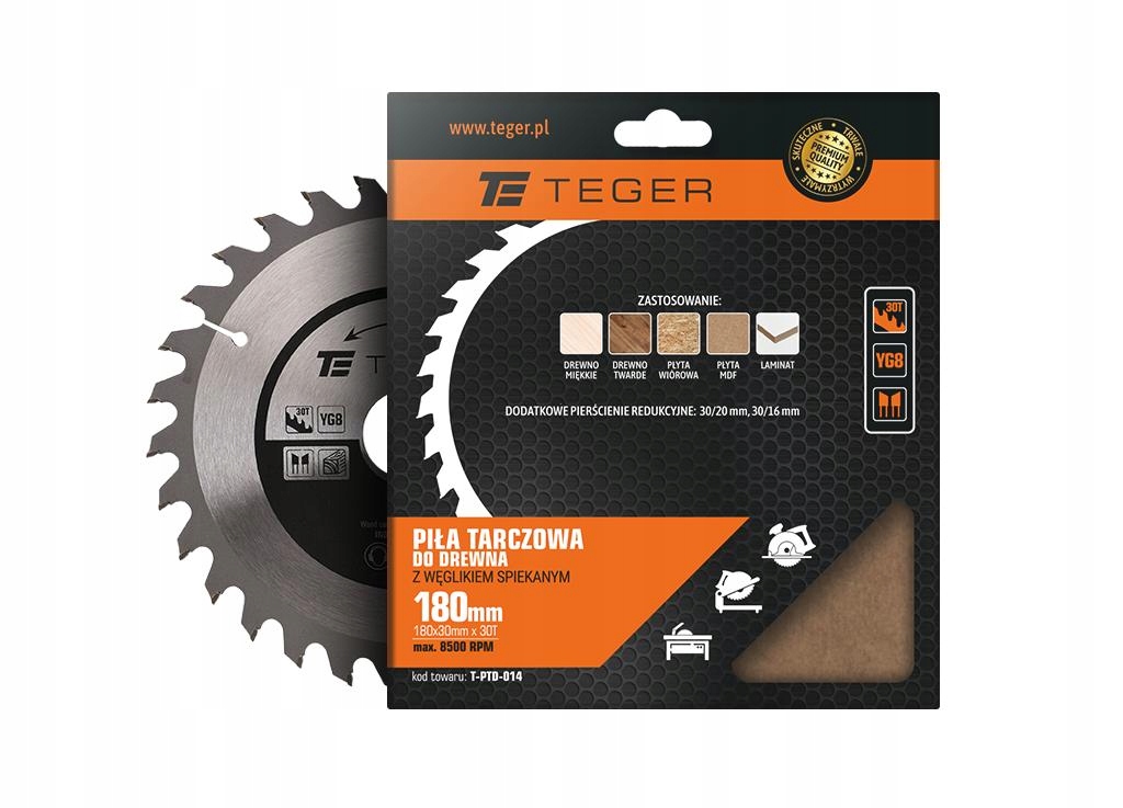Piła tarczowa do drewna z węglikiem spiekanym 180x30x30T / TEGER Marka Teger