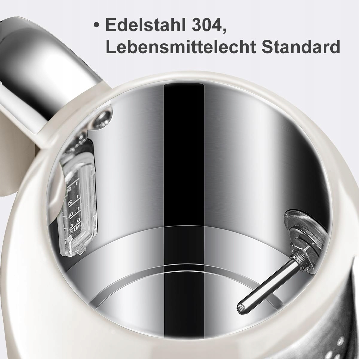 WILTAL Zestaw Retro Czajnik 1,7L 2200W Kremowy Stalowy Z Termometrem — miniatura 6