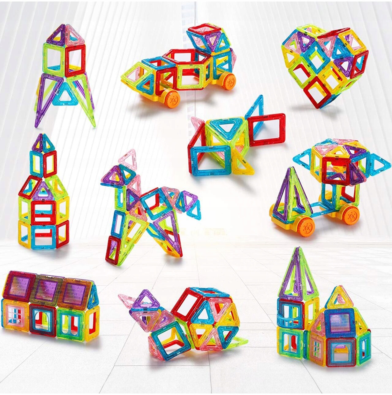 ZESTAW DUŻE KLOCKI MAGNETYCZNE KONSTRUKCYJNE 3D PANELE MAGNETIC TILES 45 Marka bez marki