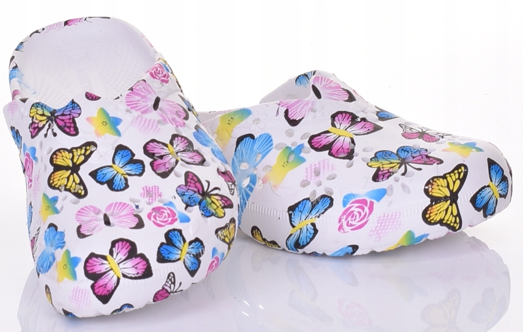 LEKKIE DAMSKIE KLAPKI PIANKOWE OGRODOWE DOMOWE ZAKRYTE PALCE WZORY Wzór dominujący bez wzoru