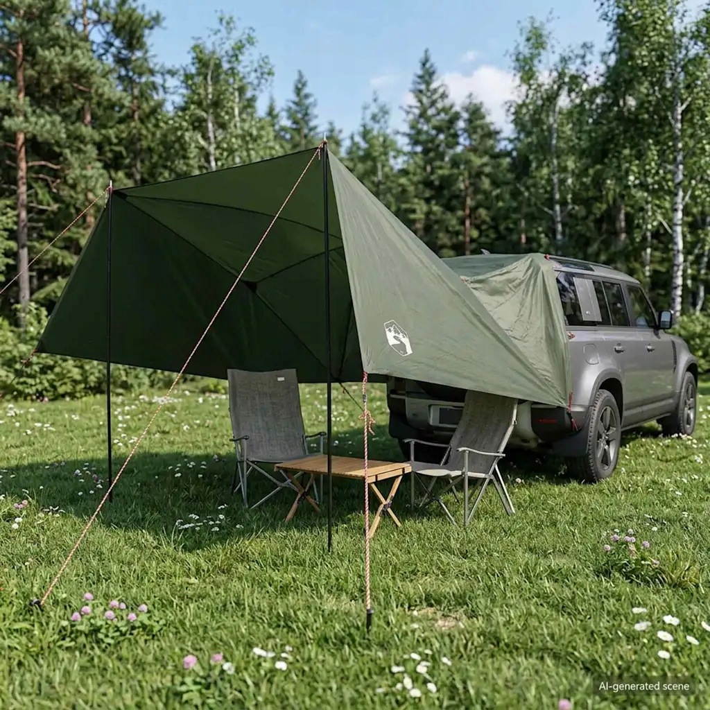vidaXL Auto stan Armádně zelená 308 x 215 x 220 cm Polyester a ocel