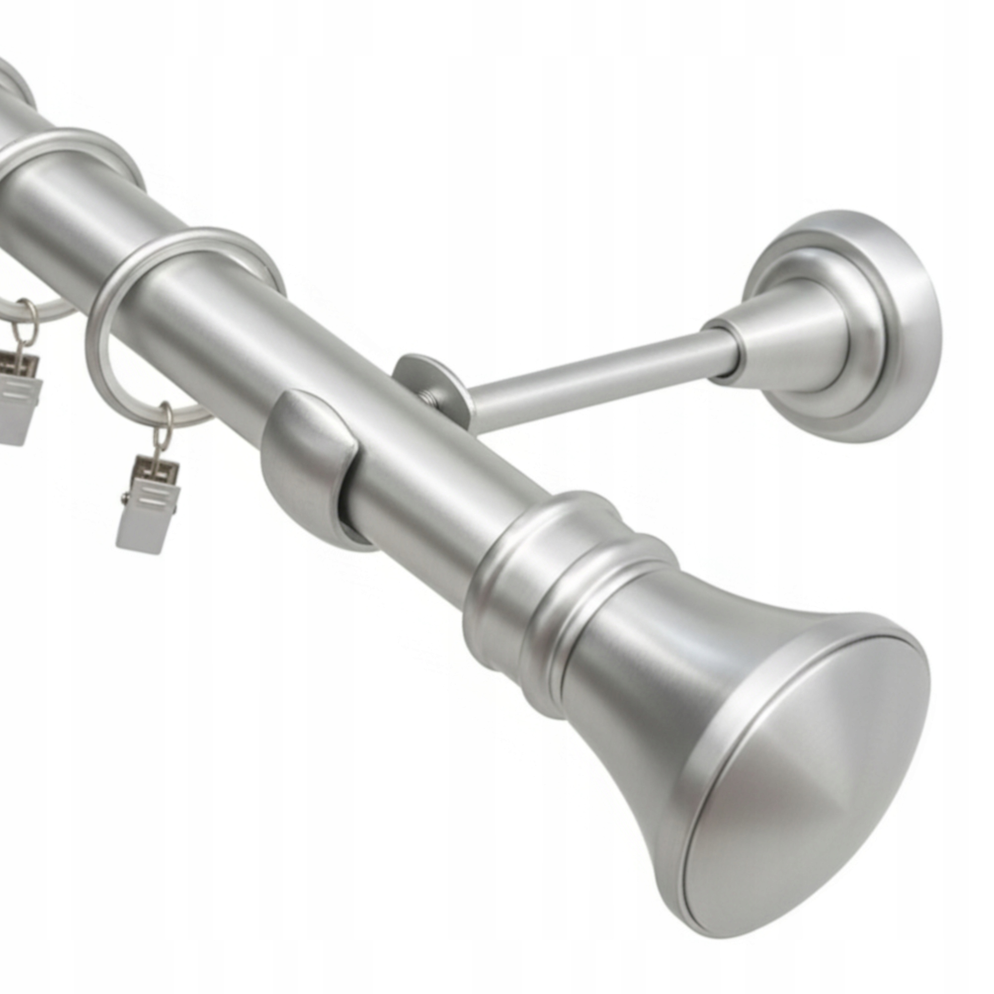 Garnýž jednoduchý Kovový 25 mm stříbrné záclonové tyče Satén Monaco 280 cm