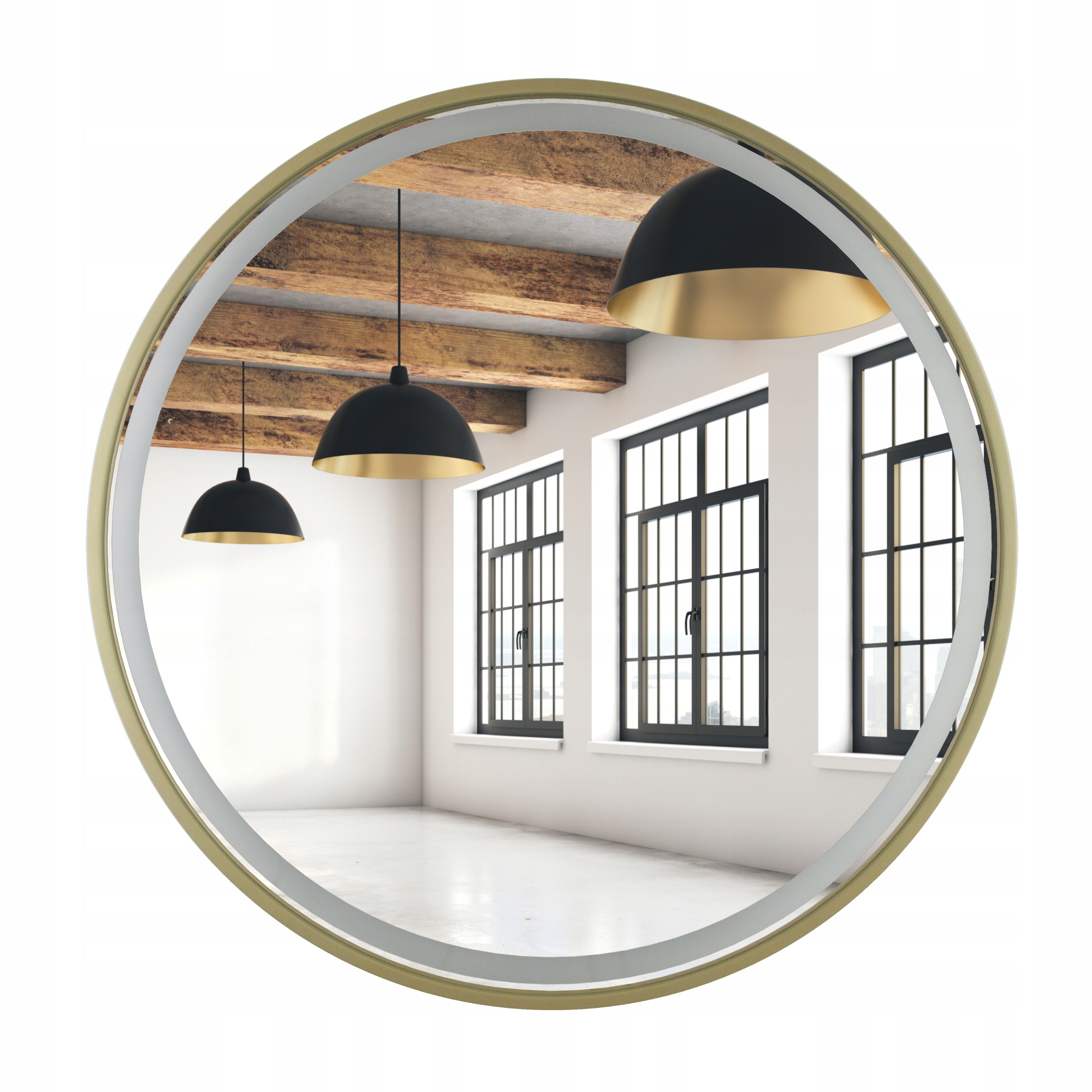 

Lustro Okrągłe Złote Led 50 CM Piaskowane